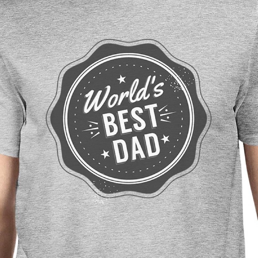 World's Best Dad Mens Grey Cotton Graphic Tee Unique Design T-Shirt