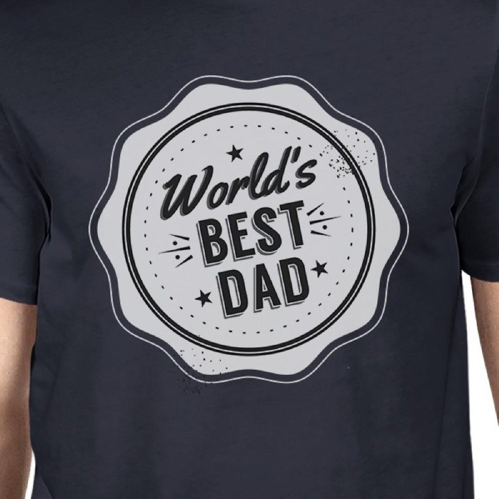 World's Best Dad Mens Navy Vintage Style Graphic Tee Gifts For Dad