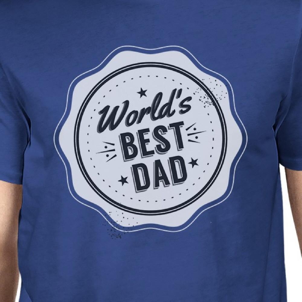 Worlds Best Dad Mens Blue Cotton T-Shirt Vintage Design Graphic Tee