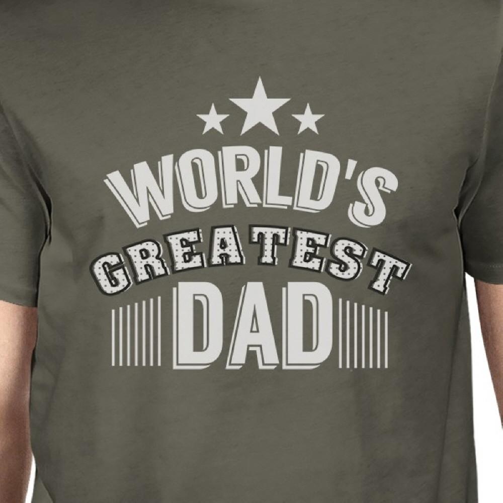 Worlds Greatest Dad Mens Dark Gray Round Neck Tee Funny Dad Gifts