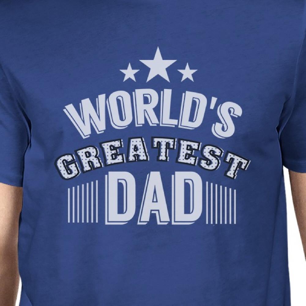 World's Greatest Dad Mens Blue Cotton T-Shirt Vintage Design Tee