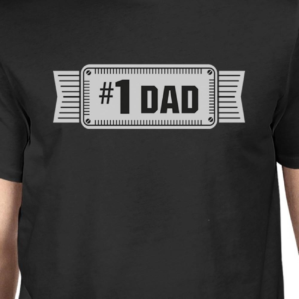 #1 Dad Mens Black Vintage Graphic Tee Funny Gifts For Fathers Day