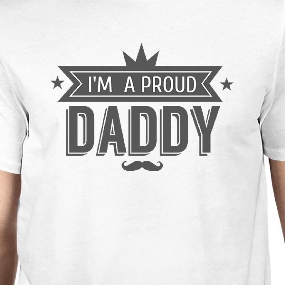 I'm A Proud Daddy Mens White Vintage Design Graphic T-Shirt For Men