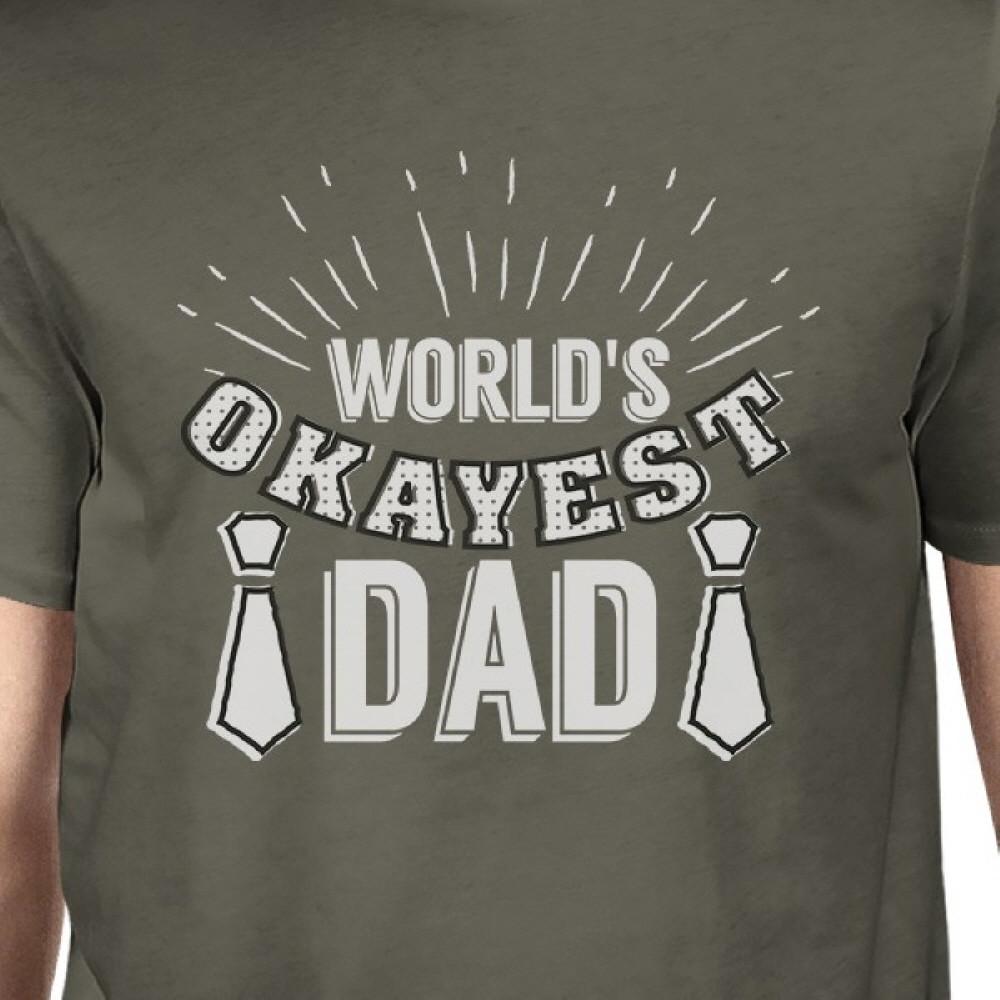 Worlds Okayest Dad Mens Dark Gray Graphic Tee Funny Gifts For Dad