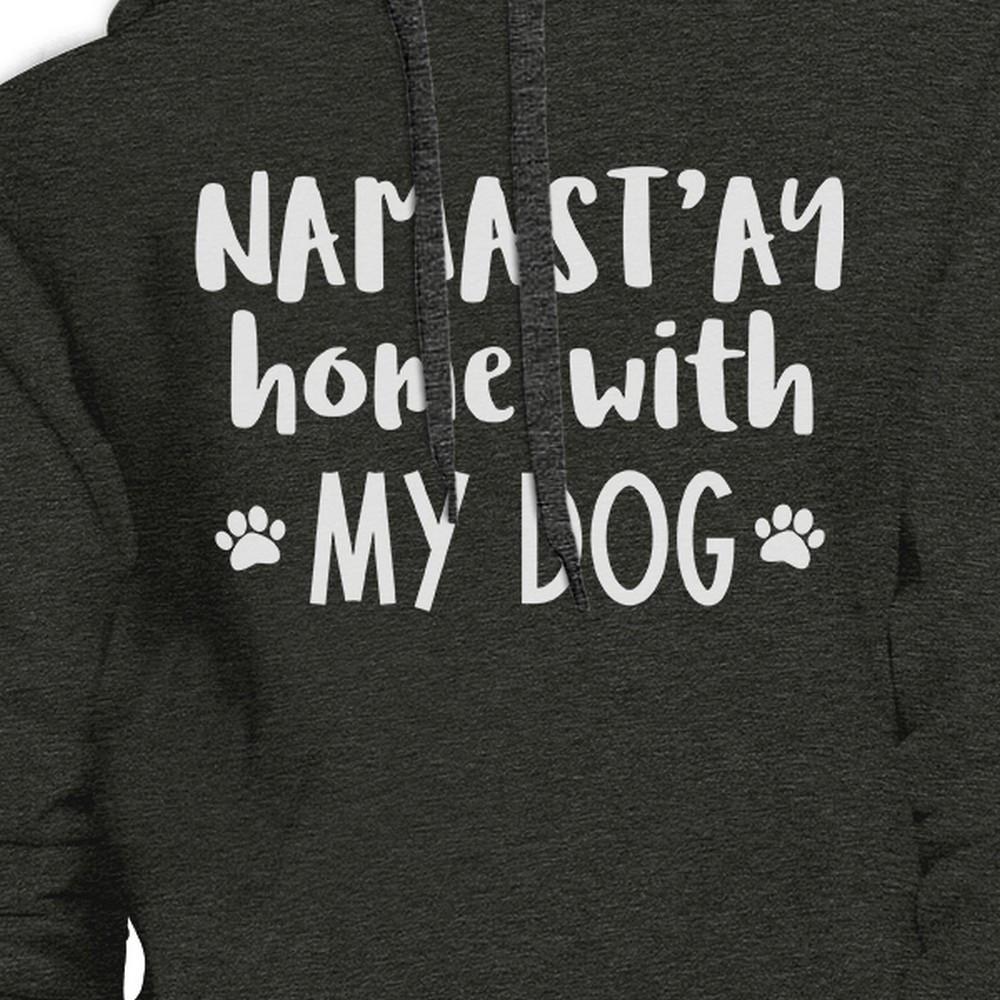 Namastay Home With My Dog Dark Grey Graphic Hoodie For Yoga Lovers