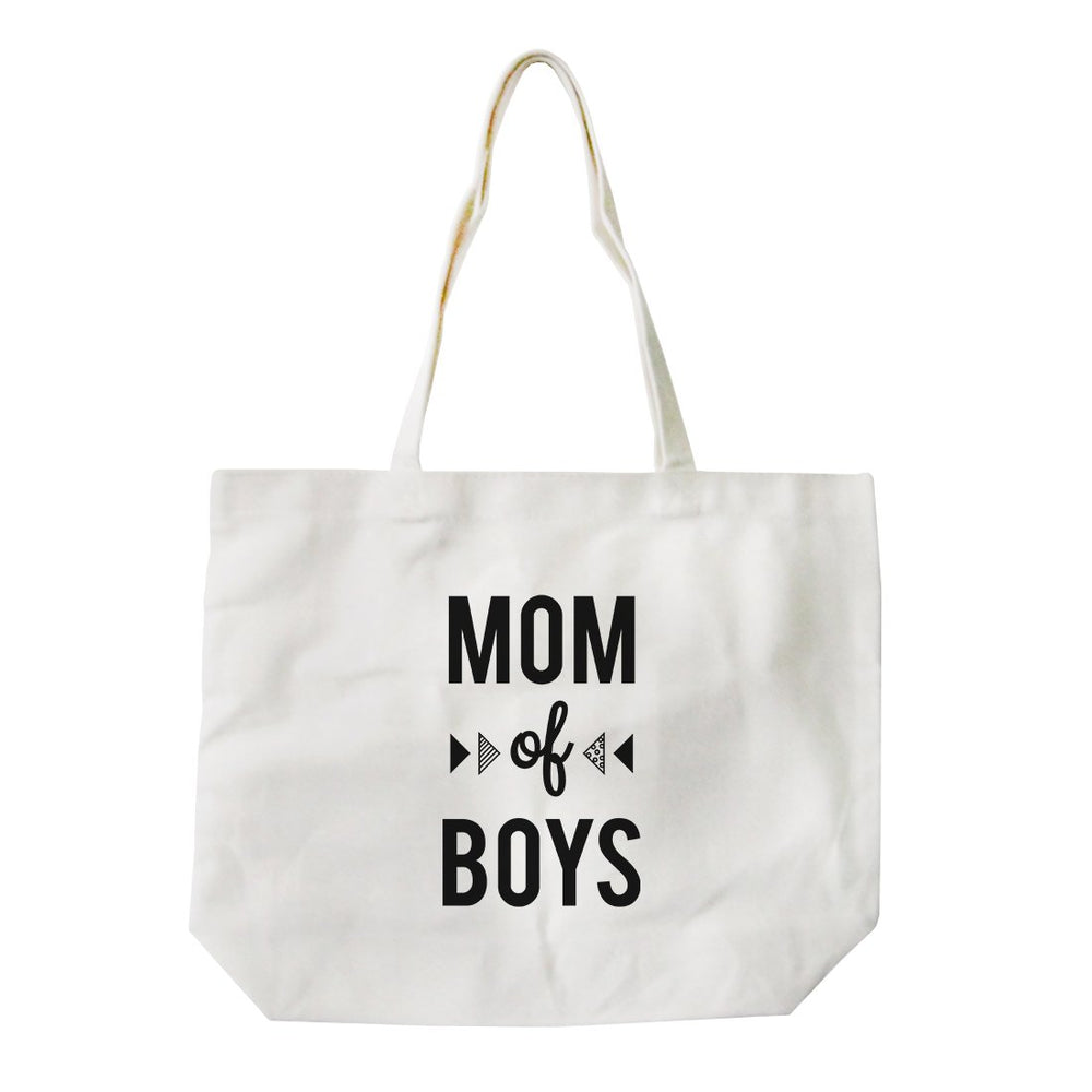 Mom Of Boys Heavy Cotton Natural Canvas Bag Funny Grocery Bag Gifts