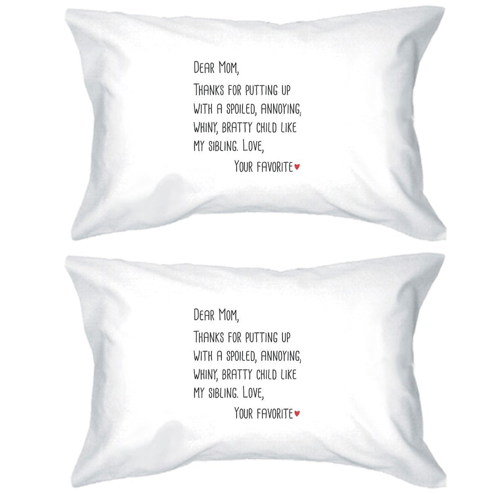Dear Mom Graphic Pillowcases Standard Size Cotton Pillow Covers