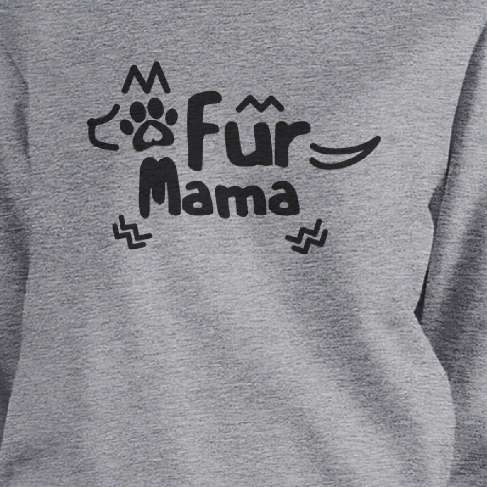 Fur Mama Grey Unisex Round Neck Top Cute Graphic Design Sweatshirt