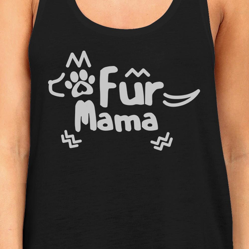 Fur Mama Women's Black Racerback Tanks Unique Gifts For Dog Owners