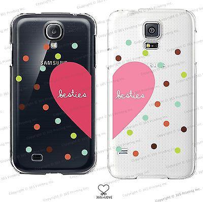 Besties Matching Clear Phone Case Set for BFF - iphone 4 5 5C Galaxy S3 S4 S5