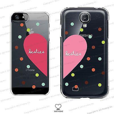 Besties Matching Clear Phone Case Set for BFF - iphone 4 5 5C Galaxy S3 S4 S5