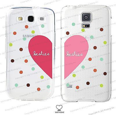 Besties Matching Clear Phone Case Set for BFF - iphone 4 5 5C Galaxy S3 S4 S5