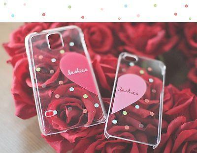 Besties Matching Clear Phone Case Set for BFF - iphone 4 5 5C Galaxy S3 S4 S5