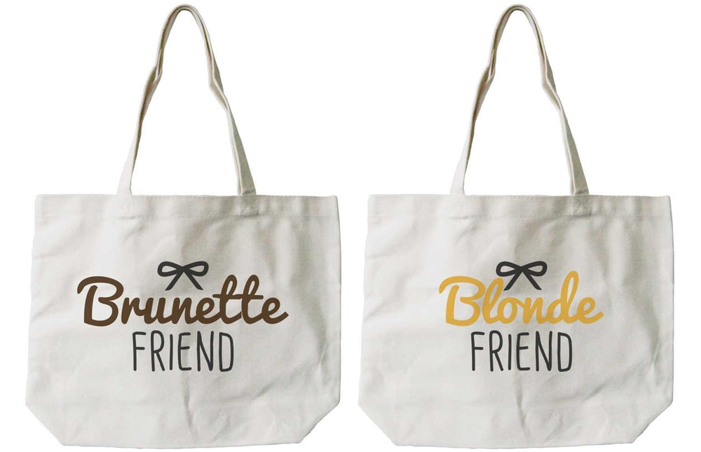 Women’s Brunette and Blonde Best Friend Matching Natural Canvas Tote Bag