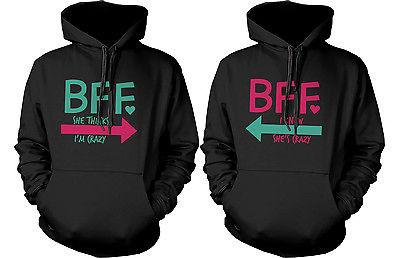 Crazy BFF Hoodies for Best Friends Funny Pullover Sweaters Great Gift