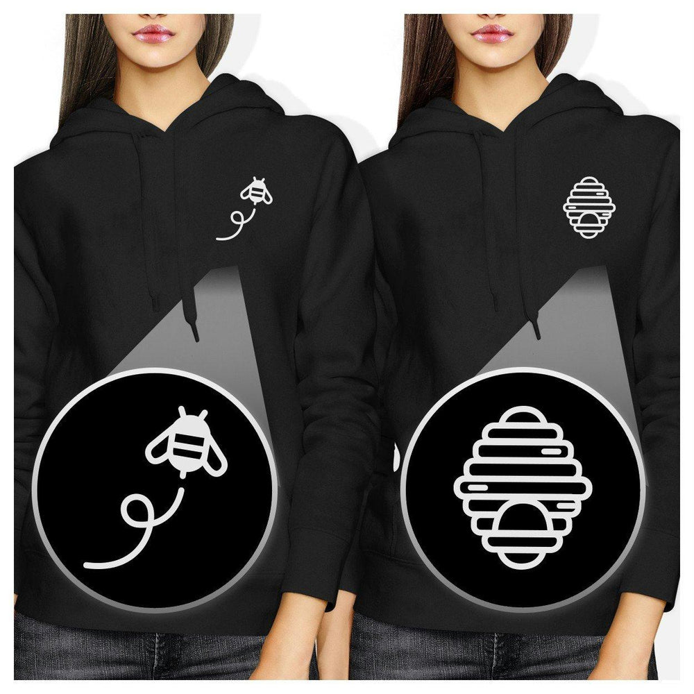 Honey Comb And Bee Pocket BFF Hoodies Matching Hooded Sweatshirts