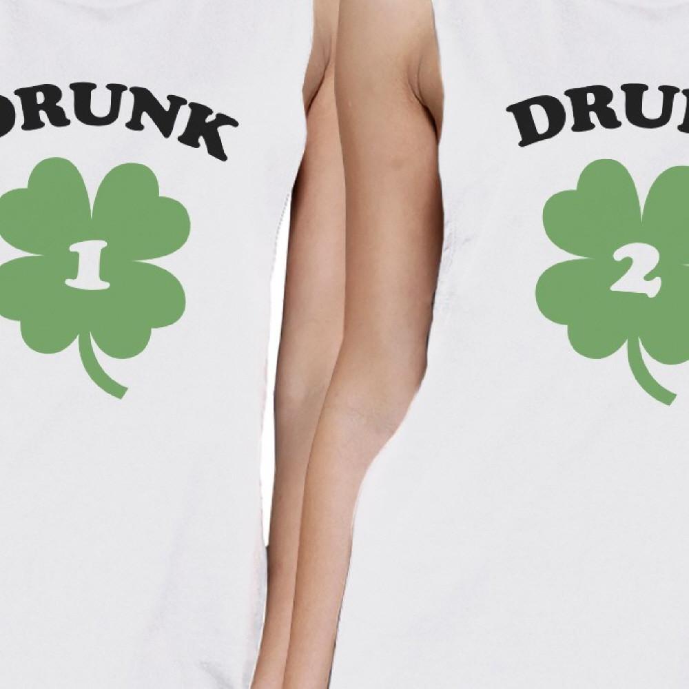 Drunk1 Drunk2 Womens White Muscle Top Marching T Shirt Patricks Day