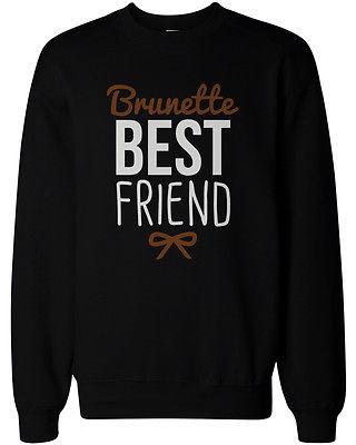 Cute Brunette and Blonde Best Friend Matching BFF Pullover Sweaters