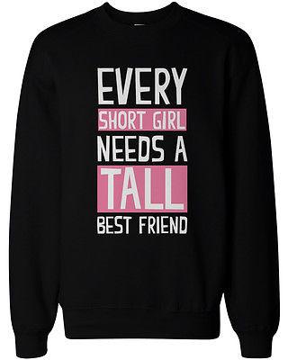 Tall and Short Best Friend Matching Sweatshirts for Best Friends BFF Gift