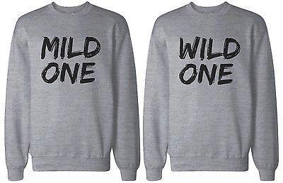 Mild One and Wild One BFF Matching Grey Sweatshirts for Best Friends