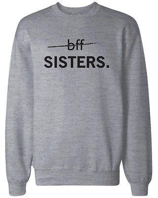 Matching BFF Black and Grey BFF Sister Sweatshirts for Best Friends