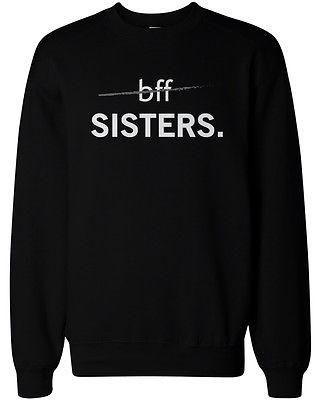 Matching BFF Black and Grey BFF Sister Sweatshirts for Best Friends