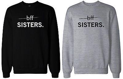 Matching BFF Black and Grey BFF Sister Sweatshirts for Best Friends