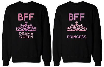 Cute Matching BFF Sweatshirts for Best Friends Drama Queen and Princess