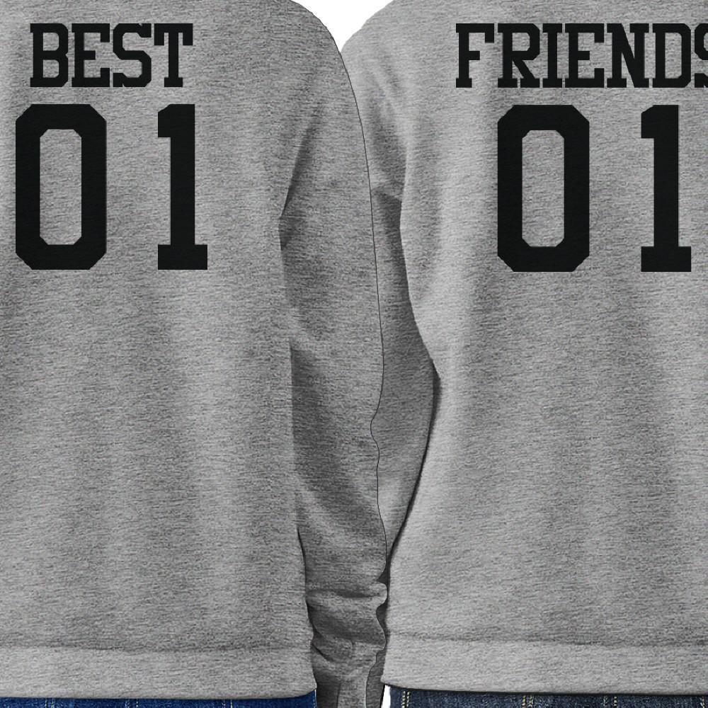 Best 01 And Friend 01 BFF Sweatshirts Friendship Matching Grey Fleece