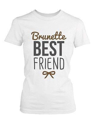 Best Friend Blonde and Brunette Best Friends Matching BFF White Shirts