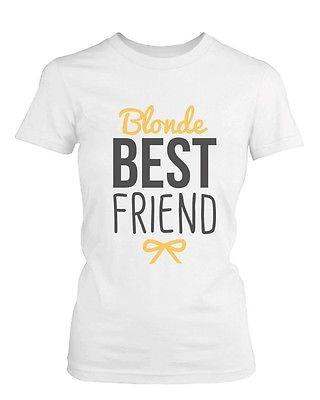 Best Friend Blonde and Brunette Best Friends Matching BFF White Shirts