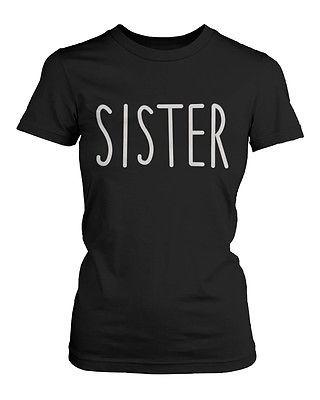 Cute Matching Graphic Shirts for Sisters Black and White Cotton T-shirts