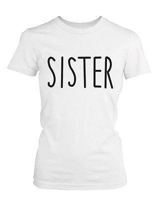 Cute Matching Graphic Shirts for Sisters Black and White Cotton T-shirts