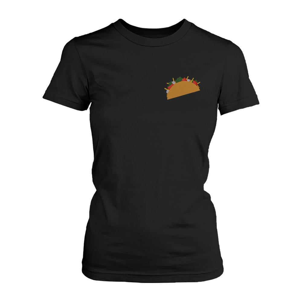 Taco and Beer BFF Women's Best Friend Pocket Print Matching Black Shirts Tees for Summer