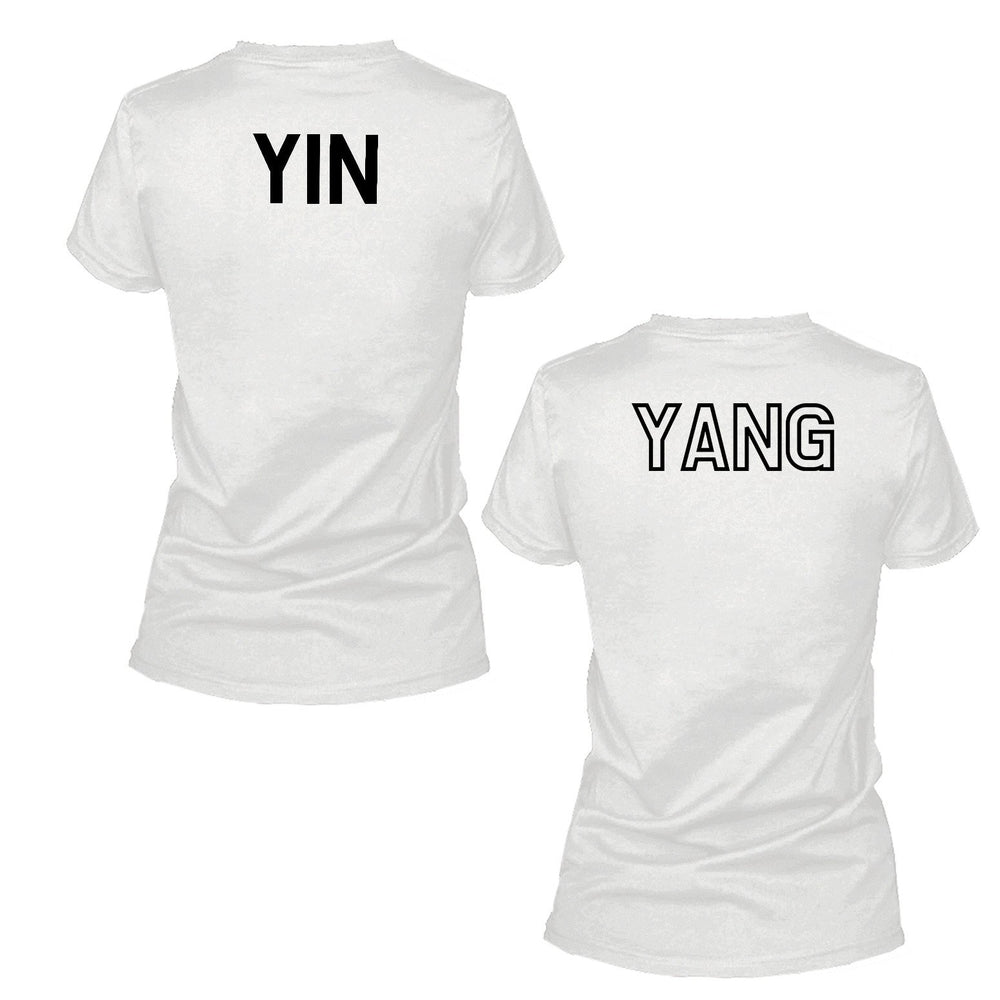 Asian Yin and Yang Matching Best Friends BFF Women's White shirt Back Print