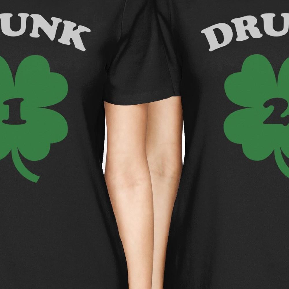 Drunk1 Drunk2 Women Black Funny BFF Marching Shirts St Patricks Day