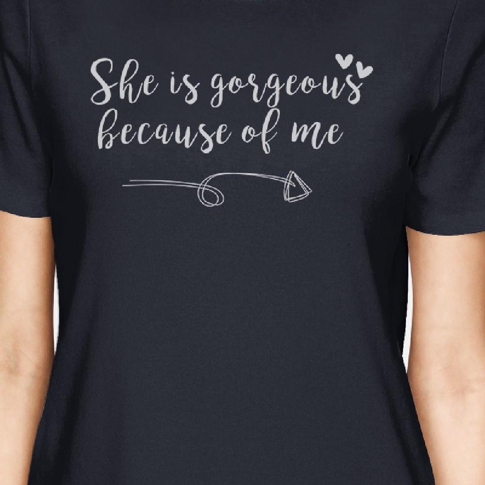 She Is Gorgeous Navy Womens Cotton T-Shirt Moms Gift From Daughters