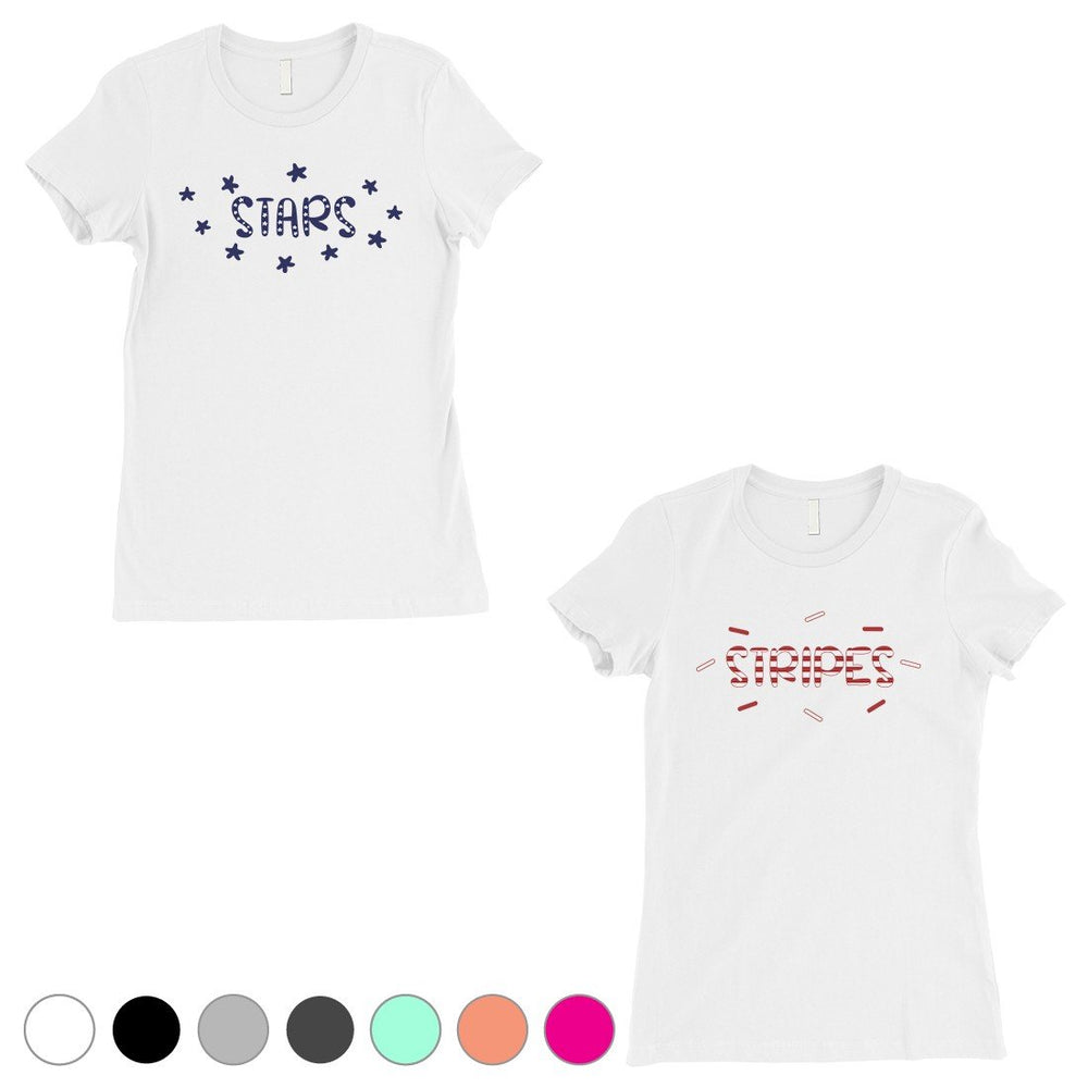 Stars And Stripes BFF Matching Shirts Womens Hot Pink Cute Gift Set