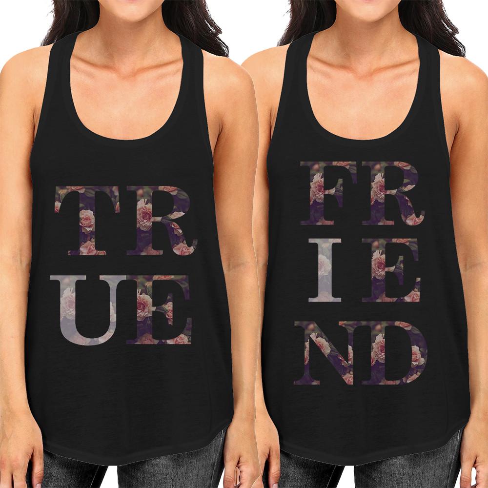 True Friend Floral Cute BFF Matching Tank Tops for Best Friends