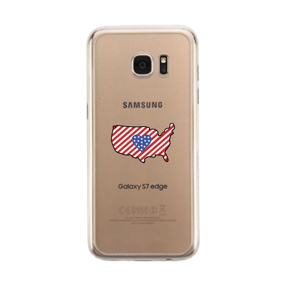 USA Map American Flag Clear Phone Case