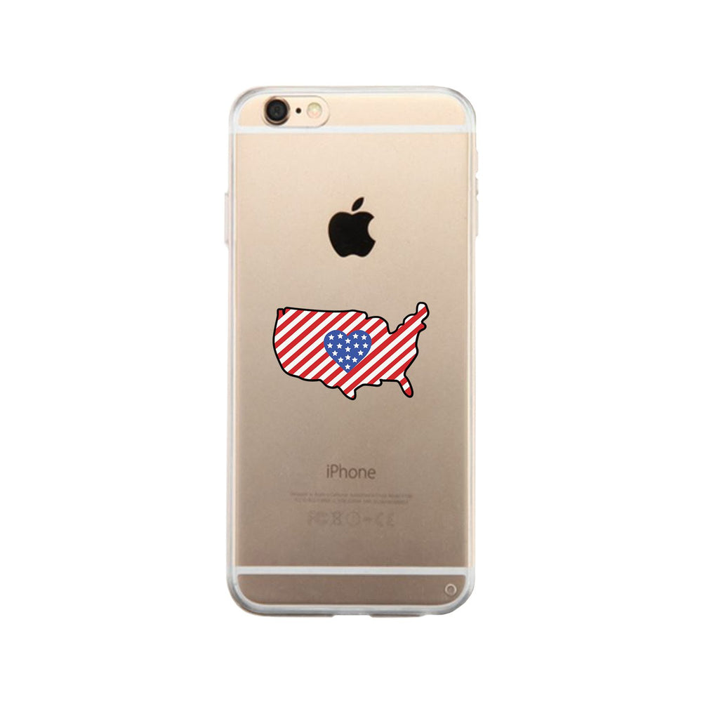 USA Map American Flag Clear Phone Case