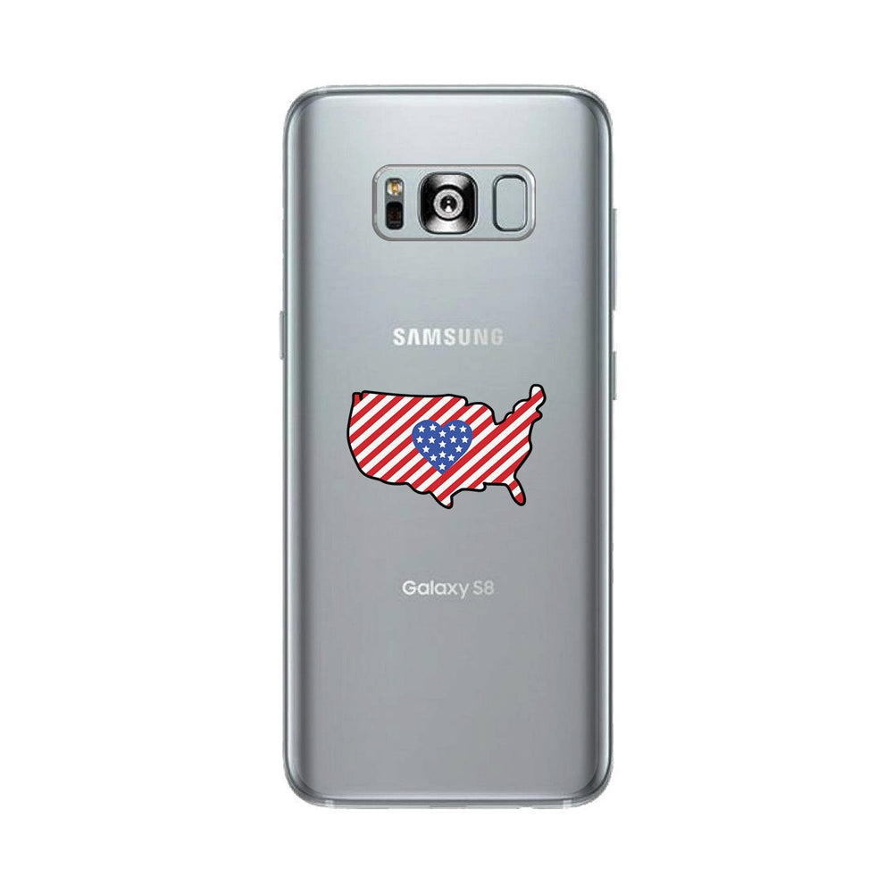 USA Map American Flag Clear Phone Case