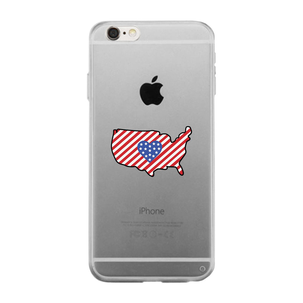 USA Map American Flag Clear Phone Case
