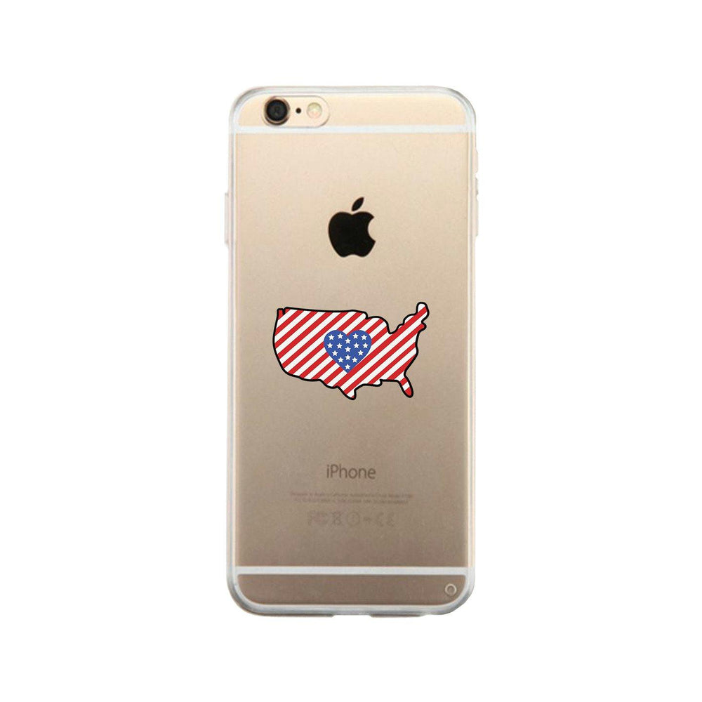 USA Map American Flag Clear Phone Case