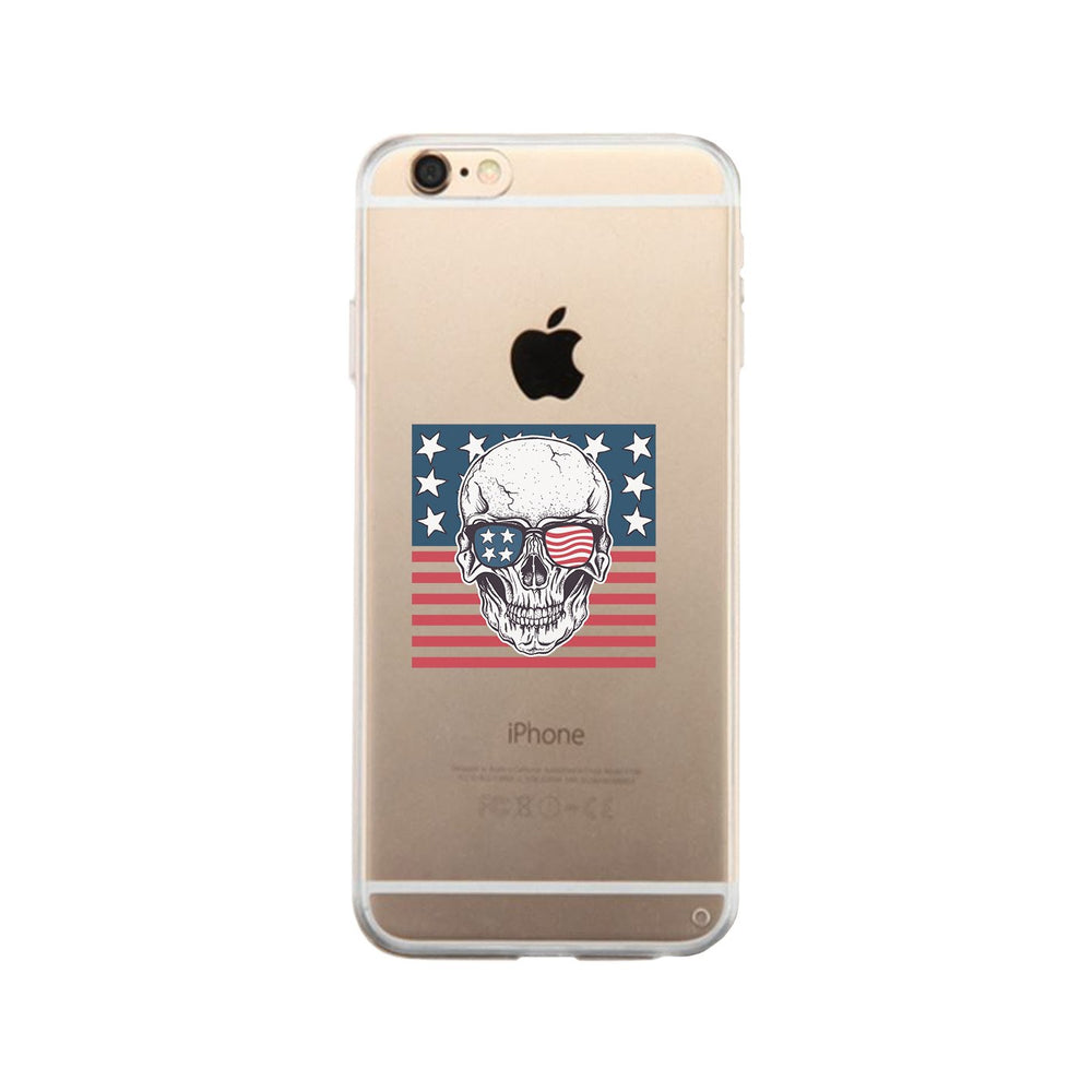Skull American Flag Clear Phone Case