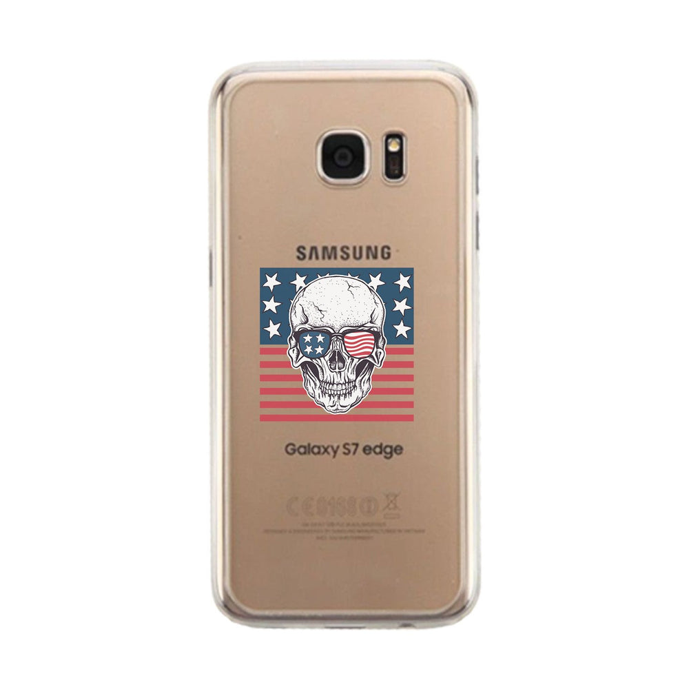 Skull American Flag Clear Phone Case