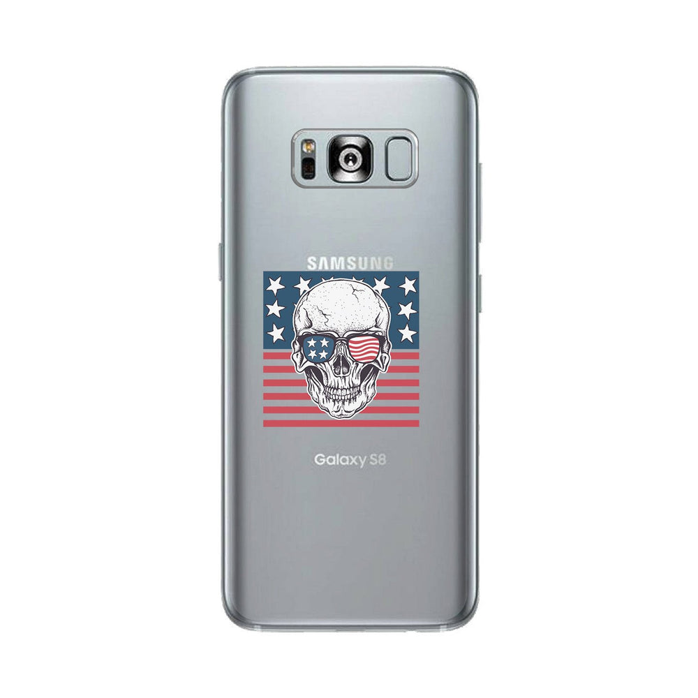 Skull American Flag Clear Phone Case