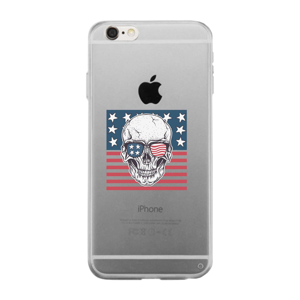 Skull American Flag Clear Phone Case