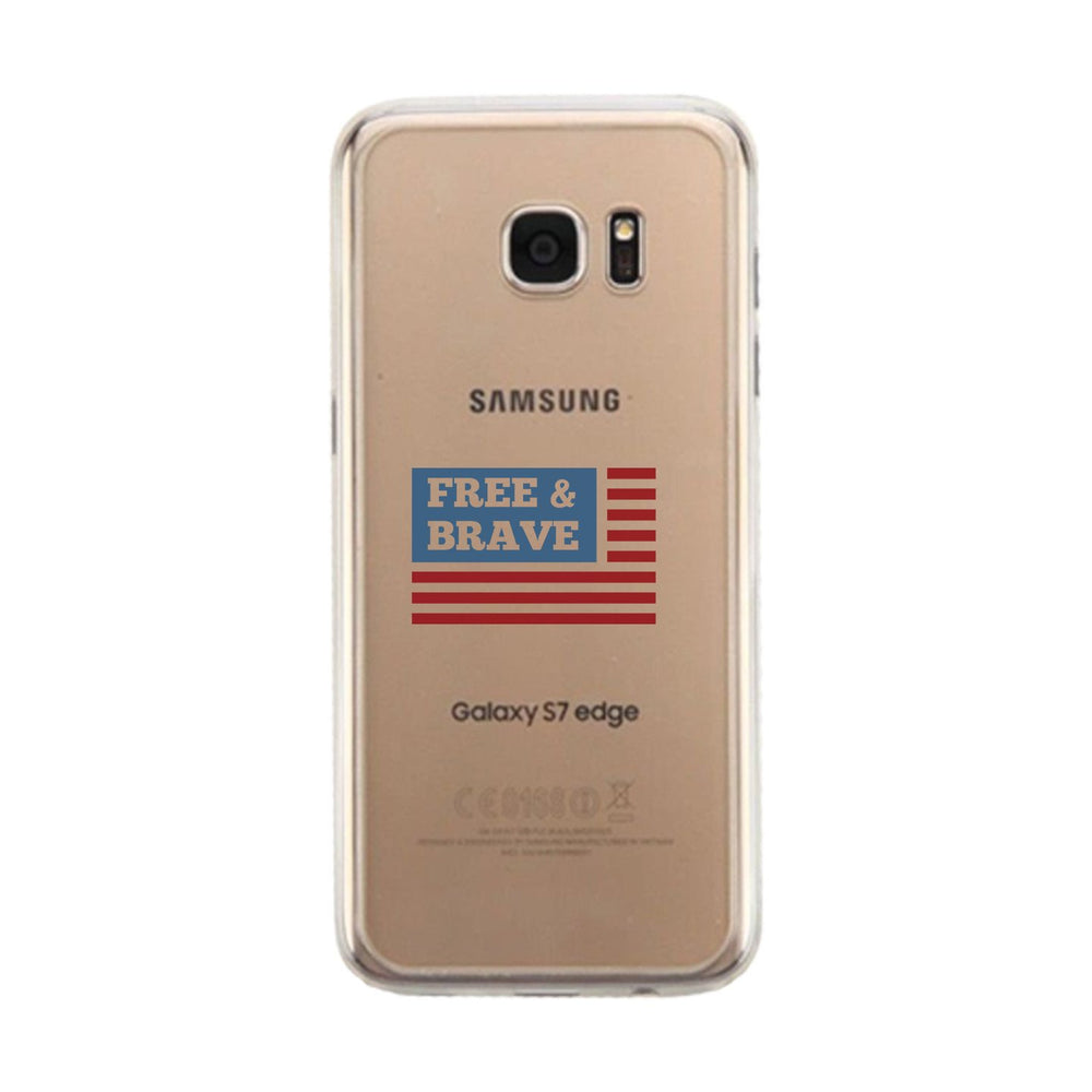 Free & Brave Us Flag Clear Phone Case