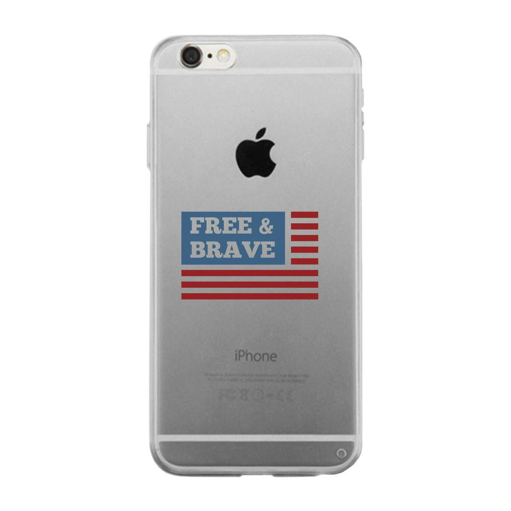 Free & Brave Us Flag Clear Phone Case
